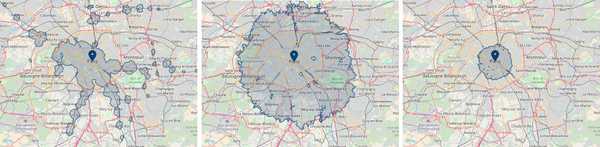 Paris 45 min isochrone