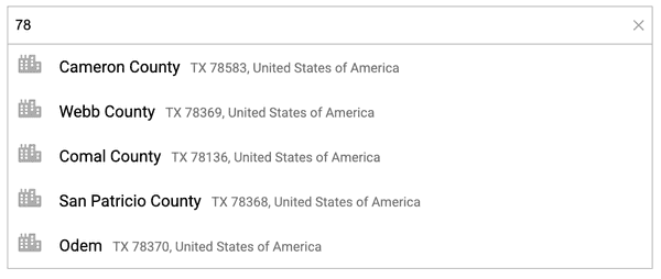 Geoapify autocomplete response for postcode suggestions