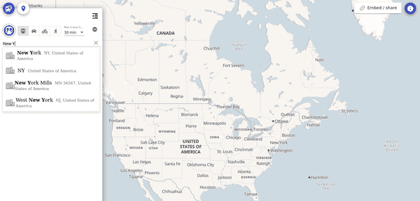 Entering location address in CommuteTimeMap