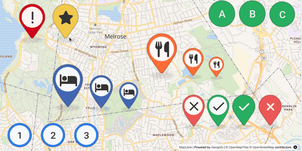 Custom Geoapify map marker icon examples