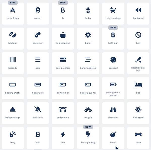Font Awesome icons screenshot