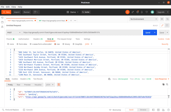 Send an HTTP POST Geocoding request in Postman