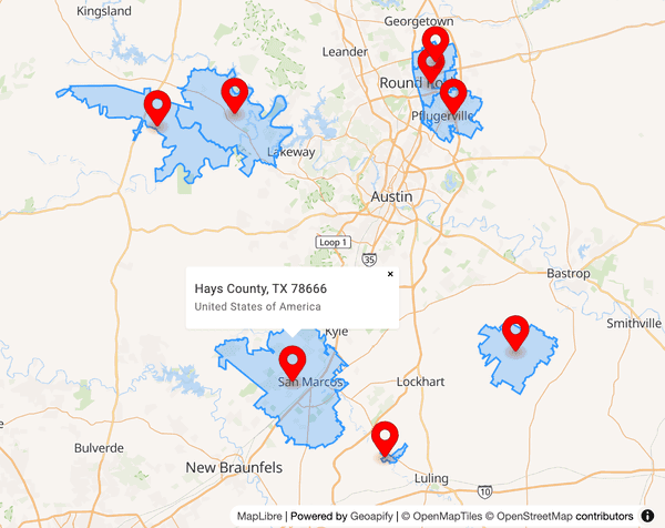 Geoapify Postcode API list response for matching ZIP Codes