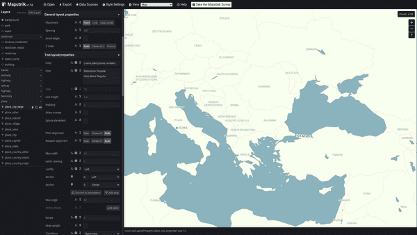 Change map layers visualization properties