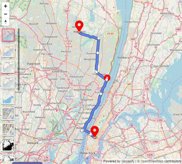 Route with the avoid parameter set
