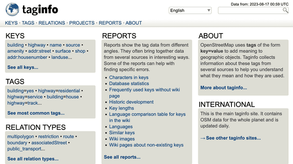 TagsInfo main page
