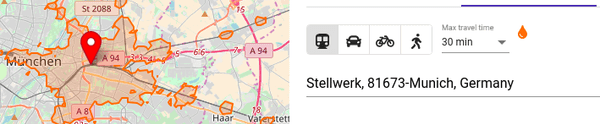 Transit isochrone
